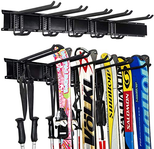 Ultrawall Ski Wall Rack, 5 Pairs of Snowboard Rack Wall Mount, Home and Garage Skiing Storage Mount Hold up to 300lbs