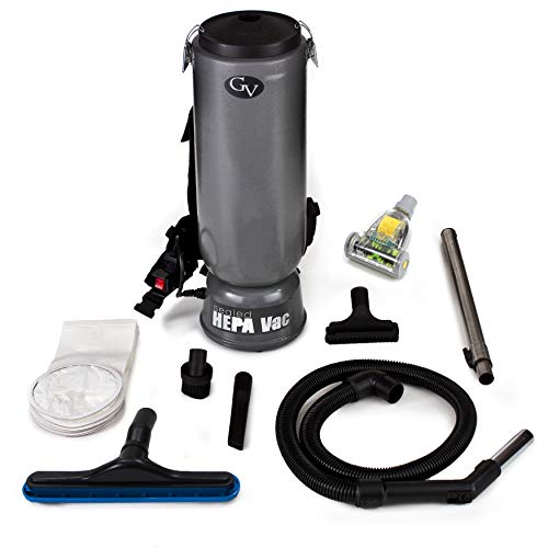 GV 10 Quart Commercial Backpack Vacuum Cleaner with Tool Kit and HEPA Filtration