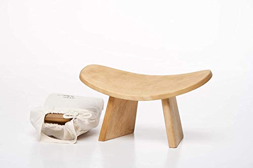BLUECONY Meditation Bench IKUKO Original, Portable Version with Bag, Wooden Kneeling Ergonomic Seiza - Natural, Standard Height (7' or 18cm)
