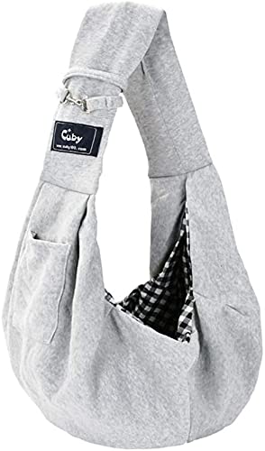 Cuby Dog and Cat Sling Carrier – Hands Free Reversible Pet Papoose Bag - Soft Pouch and Tote Design – Suitable for Puppy, Small Dogs, and Cats for Outdoor Travel (Classic Grey)