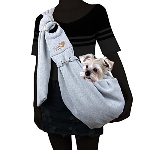 Alfie Pet - Chico 2.0 Revisible Pet Sling Carrier with Adjustable Strap - Color: Grey and Denim