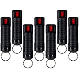 POLICE MAGNUM Pepper Spray Keychain Bulk Pack- Max Strength- Self Defense Security- Injection Molded 1/2oz (7 Pack Black)