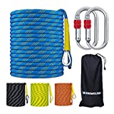 WEREWOLVES Climbing Rope, 32ft/65ft/98ft/165ft/230ft High Strength Outdoor Safety Static Rock Climbing Rope, Escape Rope, Rappelling Rope, Fire Rescue Parachute Rope (Blue 8mm, 32FT(10M))