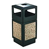 Safco Products Canmeleon Outdoor/Indoor Aggregate Panel Trash Can with Ash Urn 9473NC, Black, Decorative Fluted Panels, Stainless Steel Ashtray, Weather Resistant