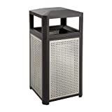 Safco Products Evos Outdoor/Indoor Trash Can with Perforated Galvanized Steel Panel, 38 Gallon, Black