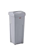 Rubbermaid Commercial Products Untouchable Square Trash/Garbage Container with Lid, Gray