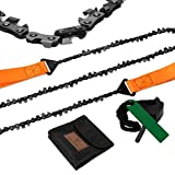 Loggers Art Gens 36’’-45Two-sidedTeeth Pocket Chain Saw & FREE Fire Starter,3X Faster with Cutting Blade ON Every Link,Best Compact Folding Hand Saw Tool for Survival Gear,Camping,Hunting