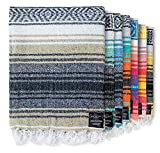 Authentic Mexican Blanket - Picnic Blanket, Handwoven Serape Blanket, Perfect as Beach Blanket, Picnic Blanket, Outdoor Blanket, Yoga Blanket, Camping Blanket, Car Blanket, Woven Blanket (Sand)