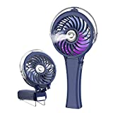 HandFan Portable Handheld Misting Fan, Rechargeable Personal Mister Fan with 7 Colorful Nightlight, Battery Operated Spray Water Mist Fan, for Travel, Outdoors, Hiking, Camping(Royal Blue)