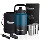 GOBATT 128 oz Stainless Steel Double Walled Insulated Water Bottle,One Gallon large Hot & Cold Drinks Thermoses , Jug With Handle for Sports, Outdoors,Gym,Hiking & Camping (128 OZ, Indigo Gradient)