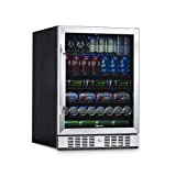 NewAir Large Beverage Refrigerator Cooler with 177 Can Capacity - Mini Bar Beer Fridge with Reversible Hinge Glass Door And Bottom Key Lock - Cools to 34F - Stainless Steel ABR-1770