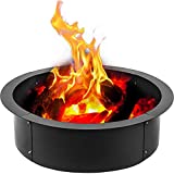 VBENLEM Fire Pit Ring 42-Inch Outer/36-Inch Inner Diameter, Fire Pit Insert 3.0mm Thick Heavy Duty Solid Steel, Fire Pit Liner DIY Campfire Ring Above or In-Ground for Outdoor