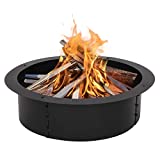VINGLI Galvanized Fire Pit Ring 3.0mm Thick Heavy Duty Solid Steel 30-Inch Inner 36-Inch Outer, Metal Fire Pit Liner DIY Campfire Ring Above or In-Ground for Outdoor, Backyard