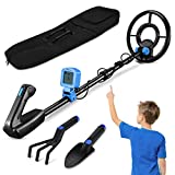 Metal Detector for Kids - Kid Metal Detector Junior 7.4 Inch Waterproof Search Coil Junior Metal Detector LCD 24 Inch to 35 Inch Adjustable Stem Buzzer Vibration Sound 2 Pouds Lightweight Easy to Use