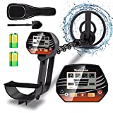 Metal Detector for Adults & Kids, High Accuracy Adjustable Waterproof with LCD Display, Four Detection Modes [All Metal/DISC/Notch/PINPOINTER Mode], 8' Search Coil Lightweight for Treasure Hunting