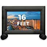 TKLoop 16 Feet Inflatable Movie Screen Supports Double Sides Projection No Seam, Indoor and Outdoor Blow Up Theater Projector Screen Stable T-Foot - Includes Inflation Fan, Tie-Downs and Storage Bag