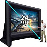 QILEBA 24 Feet Inflatable Outdoor Indoor Projector Movie Screen, Portable Blow Up Cinema Projection Screen, with Air Blower, Tie-Downs and Storage Bag, for Backyard Pool Party Movie Nights