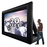 GYUEM 20 feet Inflatable Portable Projector Movie Screen - Huge Air-Blown Cinema Projection Screen Package with Rope, Blower ,Tent Stakes - Front & Rear Projection,for Outdoor Party Backyard Pool Fun