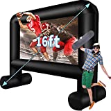 16 Feet Inflatable Movie Screen Outdoor Blow Up Projector Screen - Supports Front and Rear Projection with Carry Bag for Backyard Theater Movie Night