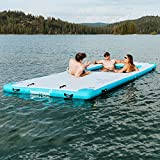 Driftsun Inflatable Floating Dock Platform - Mesa Oasis Inflatable Floating Lake Dock and Swim Deck Platform with Lounge Net Hammock, Dropstitch PVC Construction (15ft x 6.5ft)