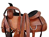 PRO Western Roping Ranch Saddle 15 16 17 Pleasure Horse Leather Tooled TACK (16 in)