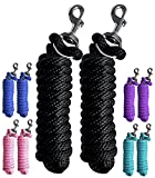 Majestic Ally Pack of 2 Solid Poly Lead Rope for Horses & Livestock – 10 Foot Long and 5/8 inch Thick - Replaceable Heavy-Duty Bolt Snap – Handmade – Soft, Broken in Feel (Black)
