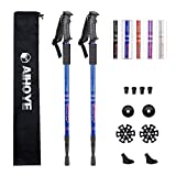Aihoye Trekking Poles, Collapsible Lightweight Shock-Absorbent Hiking Walking Sticks Adjustable Aluminum Hiking Poles for Women Men Kids, 2 Pack, with 10 Replacement Tips(Blue)