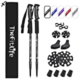 TheFitLife Nordic Walking Trekking Poles - 2 Pack with Antishock and Quick Lock System, Telescopic, Collapsible, Ultralight for Hiking, Camping, Mountaining, Backpacking, Walking, Trekking (Black)