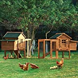 123.6' Large Outdoor Fir Wood Chicken Coop Multi-Level Hen House,Poultry Cage with Run,2 Ramps,2 Removable Trays 2 Nesting Boxes for 6-10 Chickens,4 Doors and 2 Roosting Bars (Natural Color)