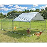 Large Metal Chicken Coop Walk-in Poultry Cage Hen Run House Rabbits Habitat Cage Spire Shaped Coop with Waterproof and Anti-Ultraviolet Cover for Outdoor Backyard Farm Use (10' L x 13' W x 6.4' H)