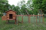 ECOLINEAR 120'' Chicken Coop w/ Run Cage Outdoor Hen House for 2-6 Chickens Hutch Poultry Pet Wooden Coop Nest Box Garden Backyard