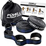 Foxelli Hammock Straps XL – Camping Hammock Tree Straps Set (2 Straps & Carrying Bag), 20 ft Long Combined, 40+2 Loops, 2000 LBS No-Stretch Heavy Duty Straps for Hammock Suspension System Kit