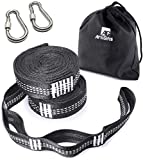 ArtiGifts Hammock Tree Straps Set with 2 Carabiners, Heavy Duty & Adjustable Suspension System Kit for Outdoor Camping - 9ft, 1500lbs Capacity, No-Stretch & Easy Setup, 2 Pack, Black