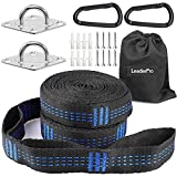 LeaderPro Hammock Straps with Heavy Duty Hanging Kit, 2000+ LBS Adjustable Single Double Hammocks Tree Strap 20 Feet Long Swing Strap with 2 Carabiners Ceiling Hooks for Swing Chair Indoor Outdoor