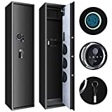 Biometric Gun Safe Rifle, Large Gun Safes for Home Rifle and Pistols, Quick Access Gun Safes for Rifles and Shotguns Storage 5 Gun (with/Without Scope) with Pistol Safe, 3 Separate Handgun Pouch