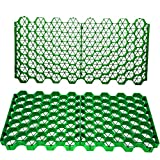 VEVOR Permeable Pavers 1.9' Depth Gravel Driveway Grid Flat-Interlocked Grass Pavers HDPE Green Plastic Shed Base for Landscaping and Soil Reinforcement in Parking Lots/Fire Lanes (Pack of 4-11 Sf)
