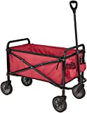 Amazon Basics Collapsible Folding Outdoor Utility Wagon with Cover Bag, Red