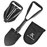 Extremus Trench Folding Camping Shovel, Military Emergency Shovel, Firefighting Shovel, Trenching Tool, Portable Shovel, Great For Backpacking, Carbon Steel Handle And Blade, Folds to 8”, Storage Bag.