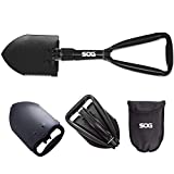 SOG Entrenching Tool- 18.25 Inch Folding Survival Shovel with Wood Saw Edge and Tactical Shovel Carry Case- Black (F08-N)