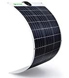 Topsolar Flexible Solar Panel 100W 24V/12V Monocrystalline Bendable - 100 Watt 12Volt Semi-Flexible Mono Solar Panels Charger Off-Grid for RV Boat Cabin Van Car Uneven Surfaces