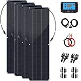 ASDFGH 800Watt Flexible Solar Panels Module kit Bendable 4 X 200W Monocrystalline Solar Panel Portable Solar Battery Charger with 40A Controller for Car RV Caravan Camper Roof Home System, 800W