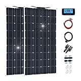 600W Solar Panel Kit 2x300 Watt Flexible Solar Panel Monocrystalline Solar Panel with 40A Controller for Home/RV/Caravan/Boat