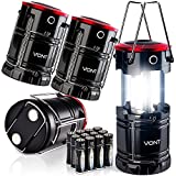Vont LED Lantern Pro, Camping Lantern [4 Pack] 2X Brighter, Collapsible 360 Illumination w/ Red Light, Battery Powered/Operated Emergency Light for Hurricanes/Outages, Camping Lights/Lamp Flashlights