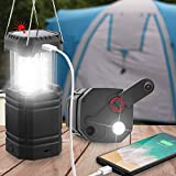 3000 Large Capacity Hand Crank Solar Camping Lantern, Portable Ultra Bright LED Torch, 30-35 Hours Running Time, USB Charger, Electronic Lantern for Outdoor