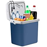 Ivation Electric Cooler & Warmer with Handle |27 Quart (25 L) Portable Thermoelectric Fridge for Vehicles & Trucks| 110V AC Home Power Cord & 12V Car Adapter for Camping, Travel & Picnics