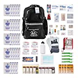 First My Family All-in-One 4 Person, 72 Hour Emergency Survival Kit for Fires, Earthquakes, Hurricanes, Floods, Tsunami and Other Disasters - Premium Black Backpack