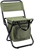 Outdoor Folding Chair with Cooler Bag Compact Fishing Stool Fishing Chair Portable Folding Camping Stool Backpack Chair with Double Oxford Cloth Cooler Bag for Fishing/Beach/Camping/Family/Outing
