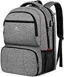Lunch Backpack, Insulated Cooler Backpack for Men Women, 17 Inch Laptop Backapck with USB Charging Port Leakproof Lunch Cooler Backpack for Lunch Picnic Hiking Camping Beach Trip, Grey