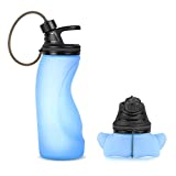 Collapsible Water Bottle - BPA Free Food Grade Silicone Reusable Portable Leak-Proof Lightweight Travel Water Bottle for Travel Hiking Camping Mountain Climbing Gym 16.9oz (Blue)