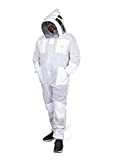 Sting Proof Premium 3 Layer Unisex White Mesh Beekeeping Suit Ultra Ventilated Beekeeping Suit Fencing Veil-2XL